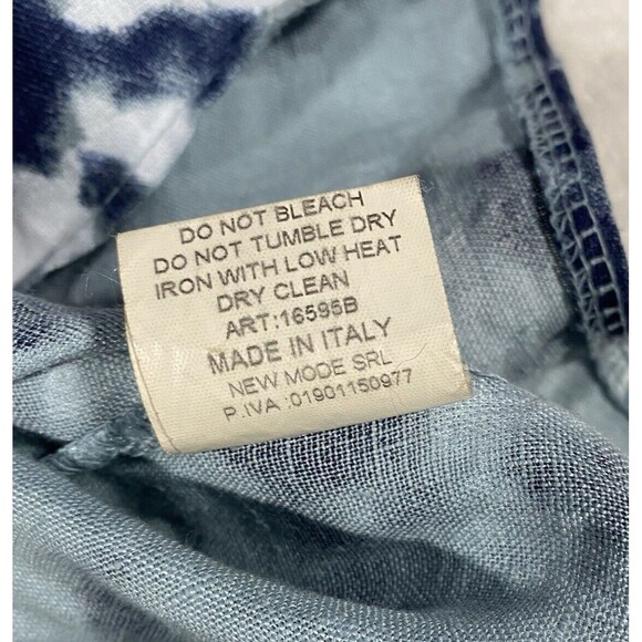 Bellambra Italy Linen Top Blue Tie-Dye Flowy Tank Beachy Resort Women's Sz S - Picture 5 of 7